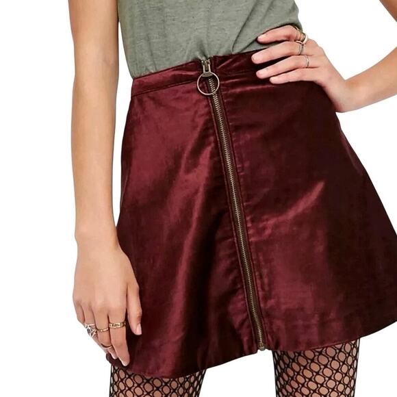 Free People One & Only Fit & Flare Velvet Mini Skirt - 2 - Picture 2 of 4
